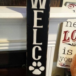 Welcome Wood Sign Distressed Wall Hanging Rustic Pet Lover Decor Dog Gift Print Puppy Paw Farmhouse Entryway - thumbnail 2