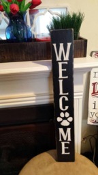 Welcome Wood Sign Distressed Wall Hanging Rustic Pet Lover Decor Dog Gift Print Puppy Paw Farmhouse Entryway - thumbnail 1