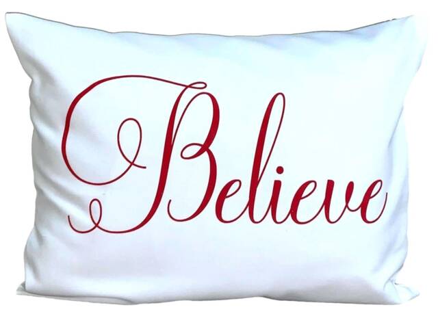 Christmas Pillow Cover, Believe Word Cover. Decoration, Believe On White For 12x16 - image 1