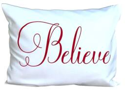 Christmas Pillow Cover, Believe Word Cover. Decoration, Believe On White For 12x16 - thumbnail 1