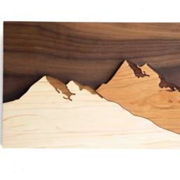 Real Wood Mountain Wall Art American Walnut, Maple & Cherry - 8x12 - thumbnail 4