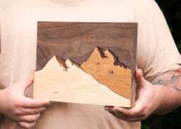 Real Wood Mountain Wall Art American Walnut, Maple & Cherry - 8x12