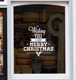 Merry Christmas Sticker For Window Xmas Shop Display Home Decoration Decal - thumbnail 1
