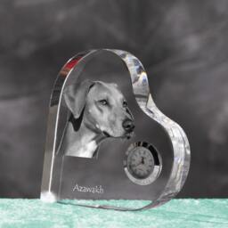 Azawakh - Crystal Clock in The Shape Of A Heart With Image Pure-Bred Dog - thumbnail 2