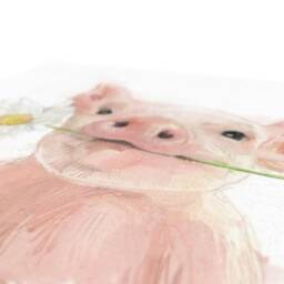 Pig With Flower Canvas Art Farmhouse Animal Portrait - thumbnail 2