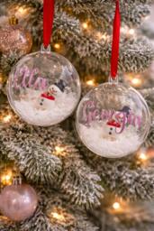 Personalised Snowman Bauble, Christmas Keepsake, First Memorial Tree Decoration, Custom Bauble - thumbnail 1