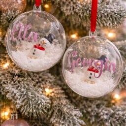 Personalised Snowman Bauble, Christmas Keepsake, First Memorial Tree Decoration, Custom Bauble - thumbnail 3
