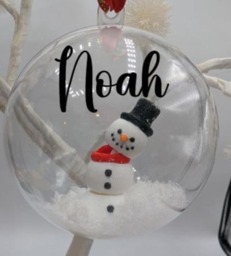 Personalised Snowman Bauble, Christmas Keepsake, First Memorial Tree Decoration, Custom Bauble - thumbnail 2