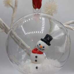 Personalised Snowman Bauble, Christmas Keepsake, First Memorial Tree Decoration, Custom Bauble - thumbnail 4