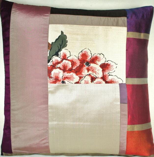 Pink Flower Unique Christmas Gift Patchwork Decorative Pillow Throw Case Stripy Modern Trendy Design Silk Cushion Cover Designers Fabrics