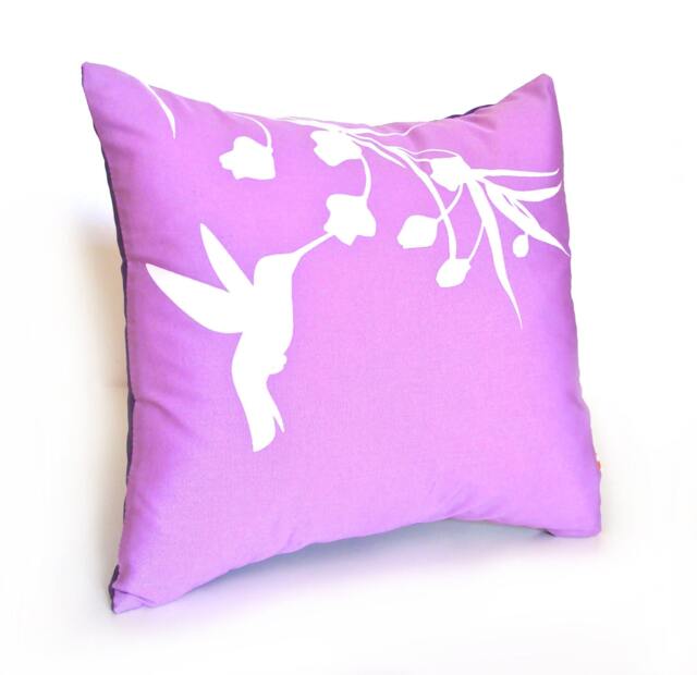 Lavender Hummingbird With Eucalyptus - Mini 10.5 Inches Square Pillow - image 1