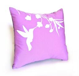 Lavender Hummingbird With Eucalyptus - Mini 10.5 Inches Square Pillow - thumbnail 1