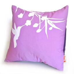 Lavender Hummingbird With Eucalyptus - Mini 10.5 Inches Square Pillow - thumbnail 3