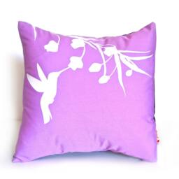Lavender Hummingbird With Eucalyptus - Mini 10.5 Inches Square Pillow - thumbnail 2