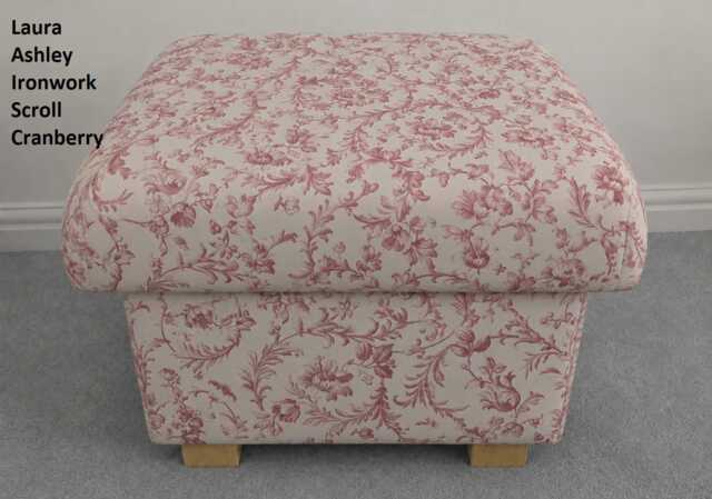 Storage Footstool Laura Ashley Orchid Apple Fabric Pouffe Foot Stall Green White Blue Accent Floral Pretty Bedroom Lounge Designer Flowers - image 1
