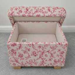 Storage Footstool Laura Ashley Orchid Apple Fabric Pouffe Foot Stall Green White Blue Accent Floral Pretty Bedroom Lounge Designer Flowers - thumbnail 2