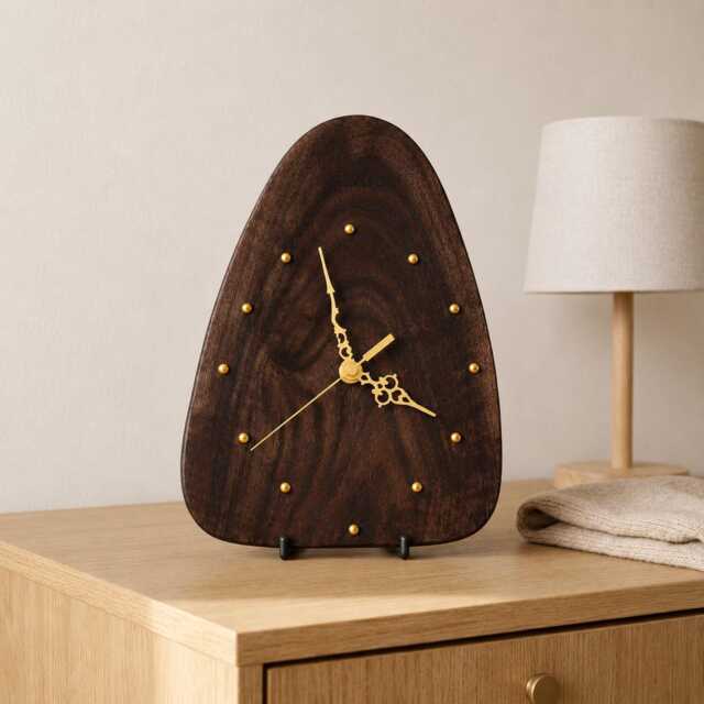 Handcrafted Walnut Clock - One Of A Kind Wooden Clock, Unique Natural Grain, Handmade Home Decor Gift - image 1