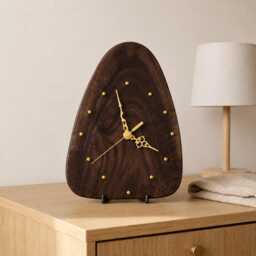 Handcrafted Walnut Clock - One Of A Kind Wooden Clock, Unique Natural Grain, Handmade Home Decor Gift