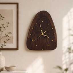 Handcrafted Walnut Clock - One Of A Kind Wooden Clock, Unique Natural Grain, Handmade Home Decor Gift - thumbnail 2
