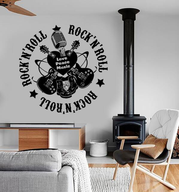 Wall Vinyl Music I Love Rock N Roll Guitar Guaranteed Quality Decal 1503Dz - image 1
