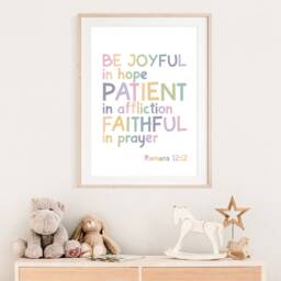 Be Joyful in Hope Patient Affliction Faithful Prayer, Christian Wall Art, Nursery Prints, Bible Verse Print, Girls Bedroom - thumbnail 2