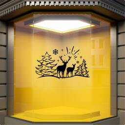 Christmas Scene Window Sticker Xmas Shop Decoration Reindeer Home Decal - thumbnail 2