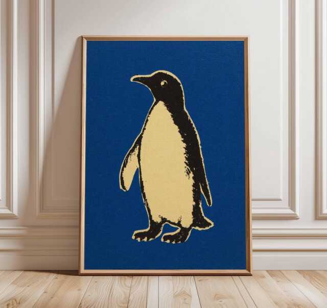 Penguin Pop Art Print - Minimal Animal Wall Retro Poster Design Modern Blue Artwork Bold Graphic Home Decor Nature Gift Idea - image 1