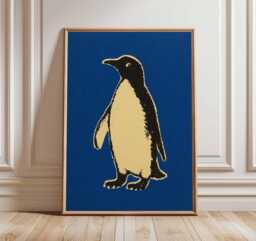 Penguin Pop Art Print - Minimal Animal Wall Retro Poster Design Modern Blue Artwork Bold Graphic Home Decor Nature Gift Idea - thumbnail 1