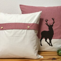 1x Country Style Cushion Cover Pillow Christmas Pillow, White/Red - thumbnail 2