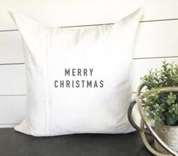Merry Christmas Simple Letter Pillow Cover, 18 X Decor, Holiday Winter Pillow, Gift, Modern - thumbnail 1