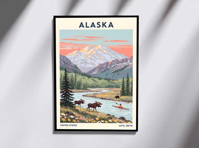 Alaska Wilderness Art Print Vintage Landscape Travel Poster - image 1