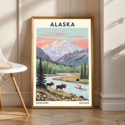 Alaska Wilderness Art Print Vintage Landscape Travel Poster - thumbnail 2