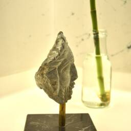 Handcarved Stone Bust Greek Mythology Sculpture, Marble Base - thumbnail 2