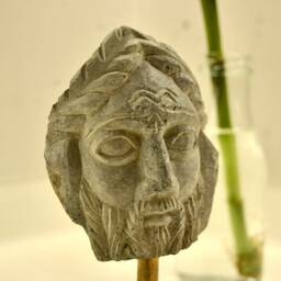 Handcarved Stone Bust Greek Mythology Sculpture, Marble Base - thumbnail 4
