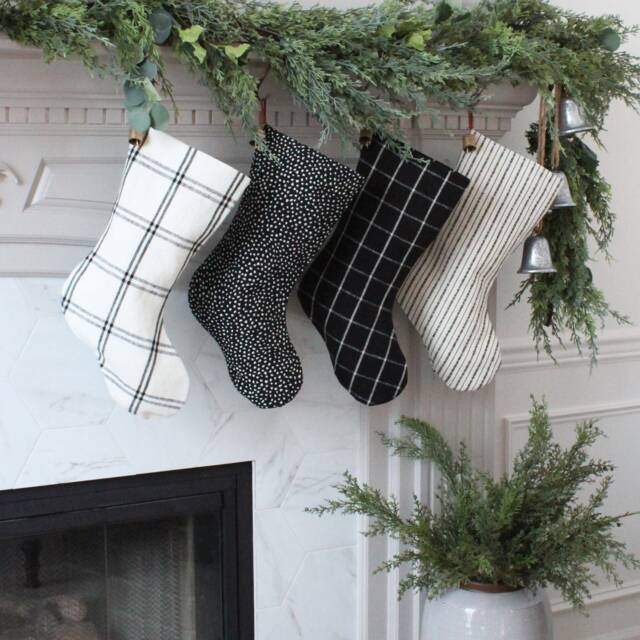 Modern Farmhouse Christmas Stockings - Black & White Holiday Minimalistic Family Custom Stocking - image 1