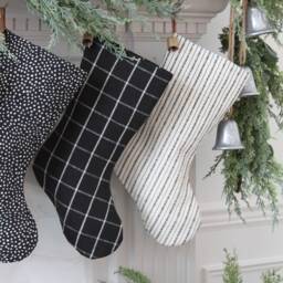 Modern Farmhouse Christmas Stockings - Black & White Holiday Minimalistic Family Custom Stocking - thumbnail 3