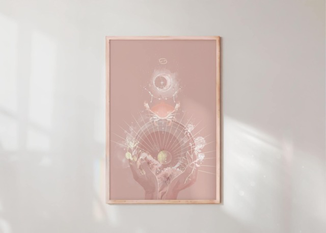 The Beautiful Signs - Cancer Sun Sign Birth A4 Print Zodiac Illustration Gold Foil Star Art Zodiac - image 1