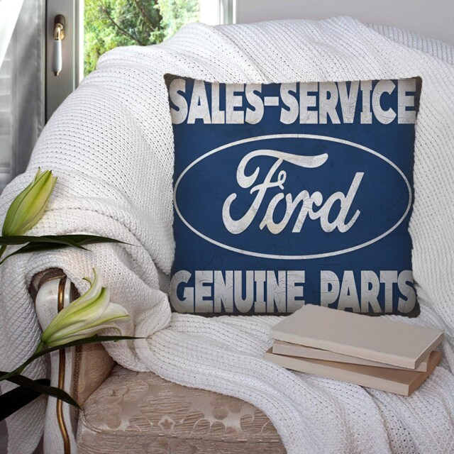 Ford Service Car Automotive Garage - Bright Colourful Super Soft Decorative Pillow Throw Cushion, Case Cover Or With Filling Luxury Velvet