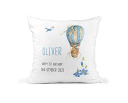 Personalised 1st Birthday Cushion, Custom Gift, Baby Boy First Present, Boys Nursery Decor, Nephew - thumbnail 1