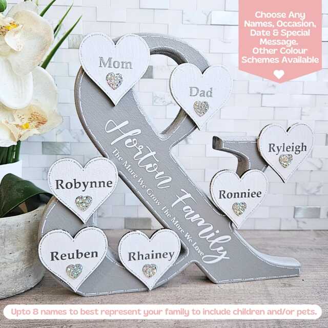 Personalized Family Name Sign, Last Blended Monogram 40Th Birthday Gifts For Her, 15Th Wedding Anniversary - image 1