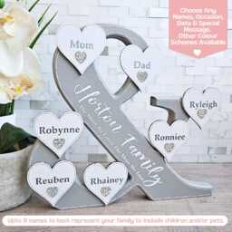 Personalized Family Name Sign, Last Blended Monogram 40Th Birthday Gifts For Her, 15Th Wedding Anniversary - thumbnail 1