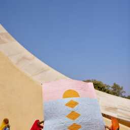 Hand-Block Printed Quilt Pink & Blue Reversible Cotton Comforter Set, Twin/Queen King, Kantha Bedspread - thumbnail 2