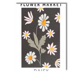 Dark Floral Daisy Flower Market Poster On Charcoal Background Canvas Wall Art Print Decor Picture Ready To Hang - thumbnail 1