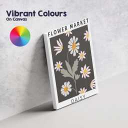 Dark Floral Daisy Flower Market Poster On Charcoal Background Canvas Wall Art Print Decor Picture Ready To Hang - thumbnail 4