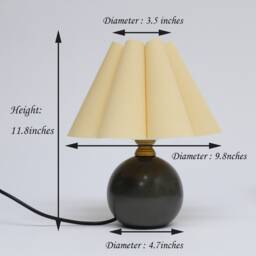 Khaki Pink Fabric Bedside Lamp, Ceramic Base - thumbnail 2