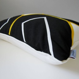 Black & White Sunbrella?? Pillow Cover in Modern Geometric Design & Yellow Accent, Cushions For Patio/Garden Seating, Mazizmuse - thumbnail 2