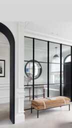 Handmade Black & Gold Convex Wall Mirror - 44 Inch