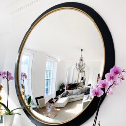 Handmade Black & Gold Convex Wall Mirror - 44 Inch - thumbnail 3