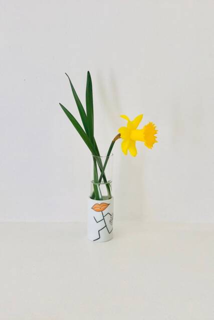 A Candlestick & Vase, Two-In-One, Hand-Painted in Porcelain Glass - image 1