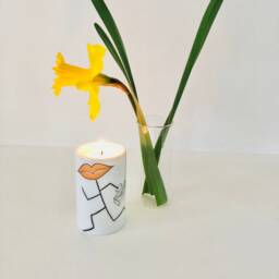 A Candlestick & Vase, Two-In-One, Hand-Painted in Porcelain Glass - thumbnail 3